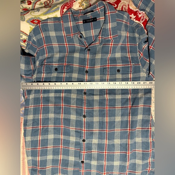 Lucky Brand Classic Fit Plaid Flannel Shirt Blue Red XL Soft Cotton - Picture 6 of 11